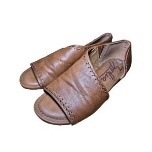 Zodiac Yani Slip On D’orsay Sandals Comfort Slides Brown Faux Leather Size 6 M